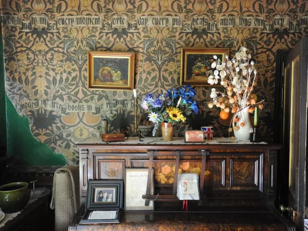 Interior of the David Parr House, showing hand-painted craftsmanship.