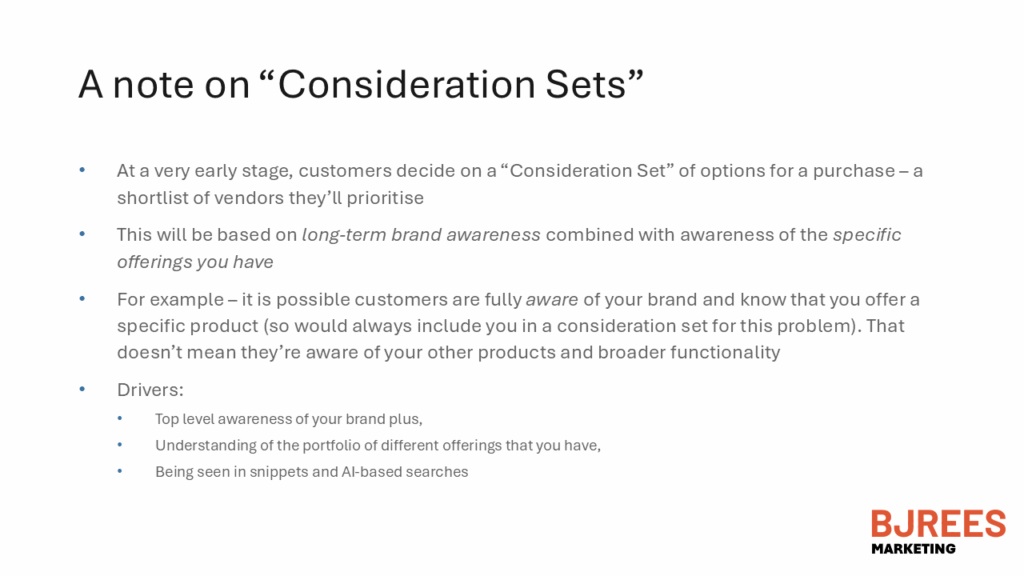 How long-term brand awareness + portfolio awareness get you onto the shortlist.